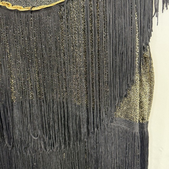 Vintage Black And Gold Sequin Fringe Flapper Halloween Theater Dress‎ - Picture 3 of 5